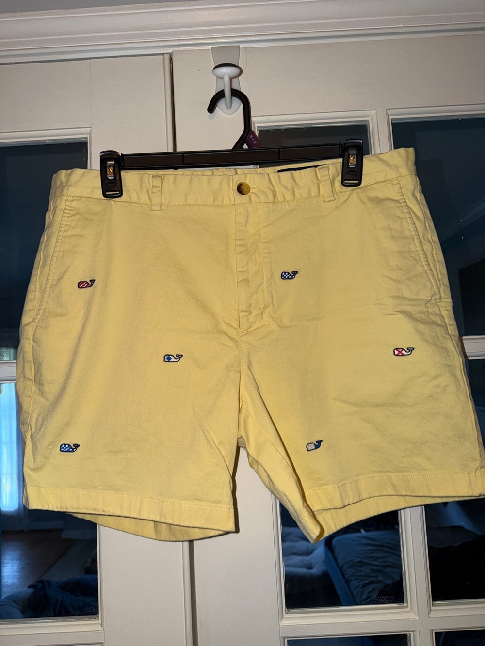 Vineyard Vines Yellow Embroidered Whale Chino Shorts